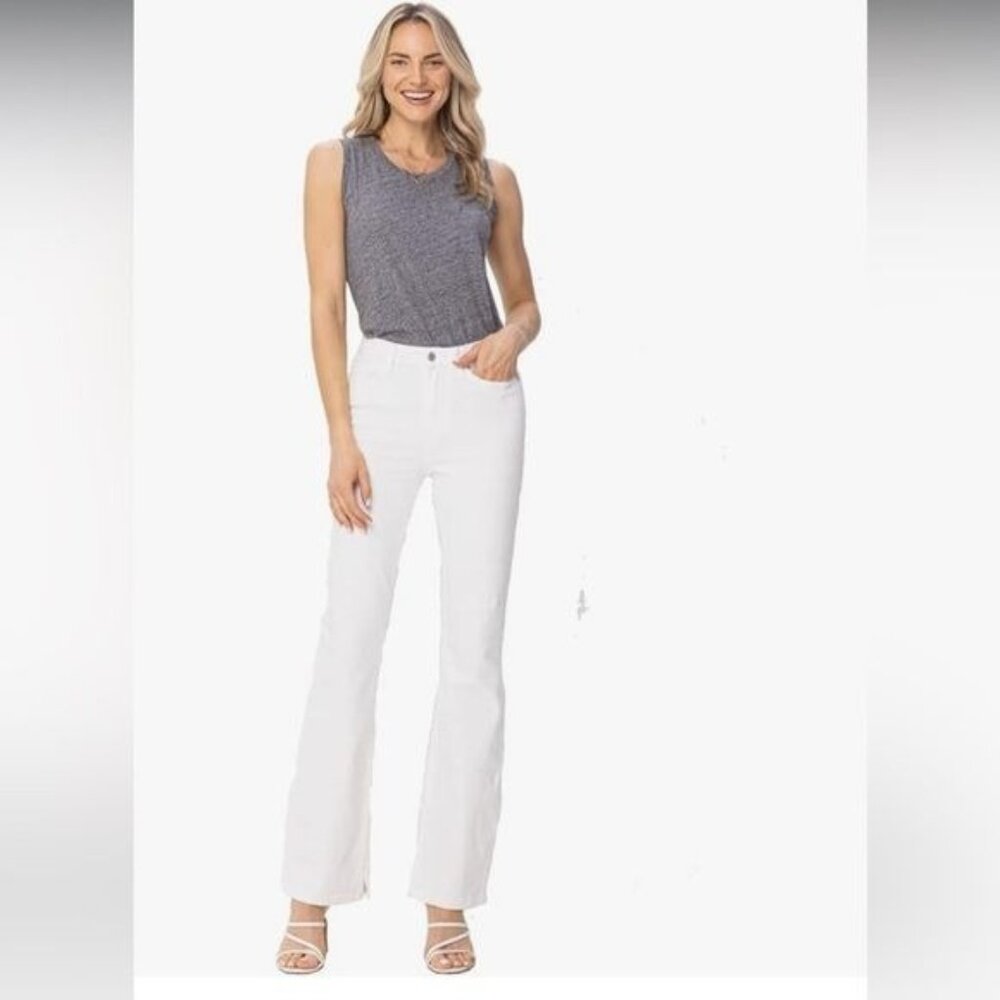 Judy Blue Midrise Pure White Bootcut Jeans with Hem Slit size 30